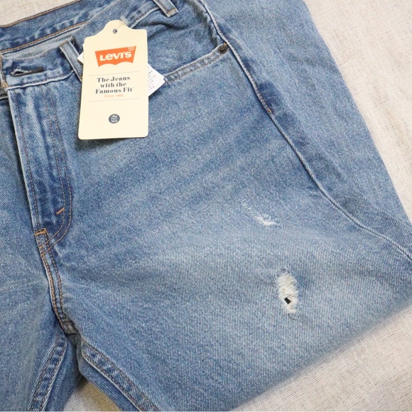 Levis 505 Cropped Raw Hem Slim Straight Jeans NEW - Picture 7 of 11